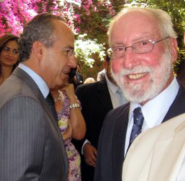 Mexico's President, Felipe Calderon, and California Native's President, Lee Klein, at luncheon in Mexico's Presidential Residence, Los Pinos.